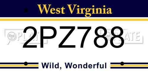 2PZ788 West Virginia License Plate