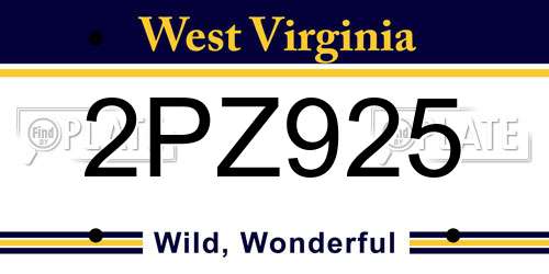 2PZ925 West Virginia License Plate