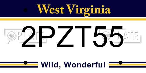 2PZT55 West Virginia License Plate