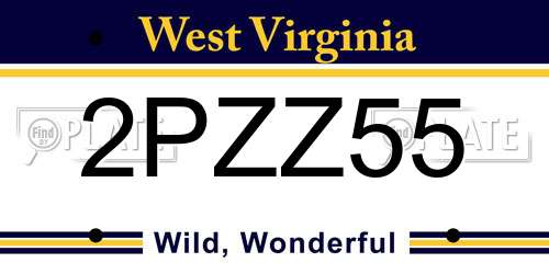 2PZZ55 West Virginia License Plate