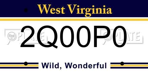 2Q00P0 West Virginia License Plate