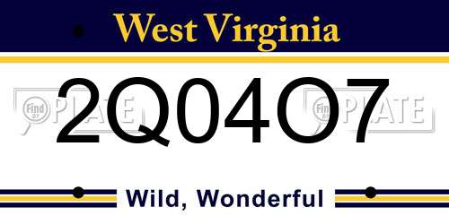2Q04O7 West Virginia License Plate