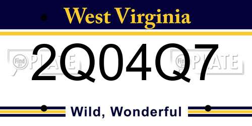 2Q04Q7 West Virginia License Plate