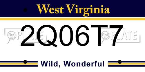 2Q06T7 West Virginia License Plate