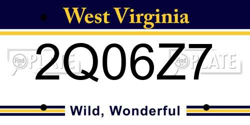 2Q06Z7 West Virginia License Plate