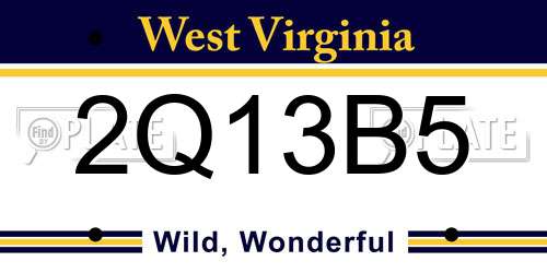 2Q13B5 West Virginia License Plate