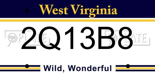 2Q13B8 West Virginia License Plate