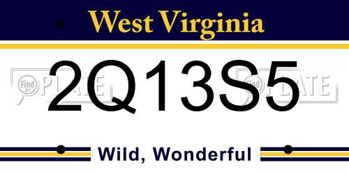 2Q13S5 West Virginia License Plate