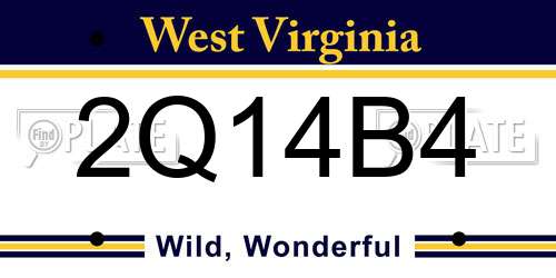 2Q14B4 West Virginia License Plate