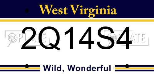 2Q14S4 West Virginia License Plate