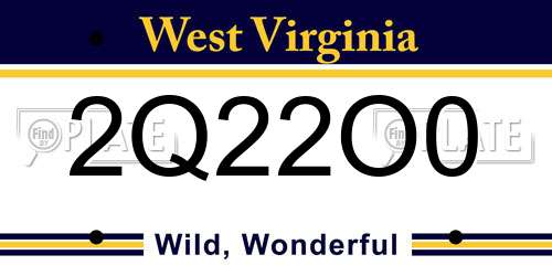 2Q22O0 West Virginia License Plate