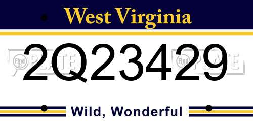 2Q23429 West Virginia License Plate