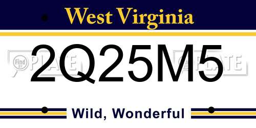 2Q25M5 West Virginia License Plate