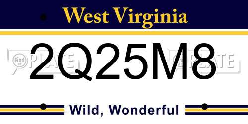 2Q25M8 West Virginia License Plate