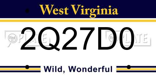2Q27D0 West Virginia License Plate