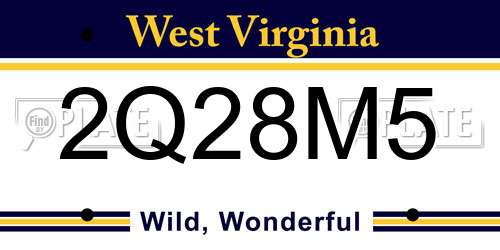 2Q28M5 West Virginia License Plate
