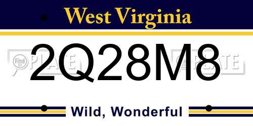 2Q28M8 West Virginia License Plate