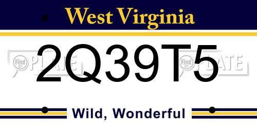 2Q39T5 West Virginia License Plate