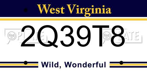 2Q39T8 West Virginia License Plate