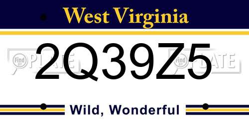 2Q39Z5 West Virginia License Plate