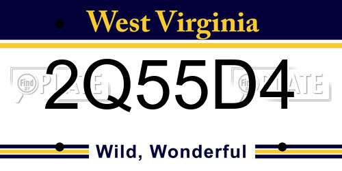 2Q55D4 West Virginia License Plate