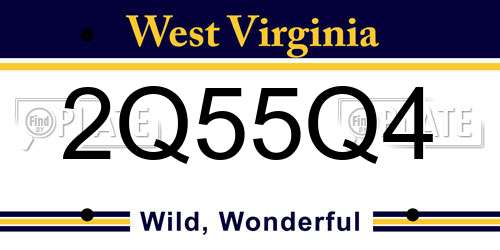 2Q55Q4 West Virginia License Plate