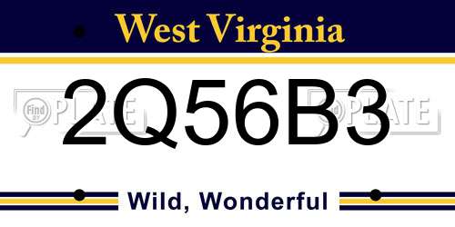 2Q56B3 West Virginia License Plate