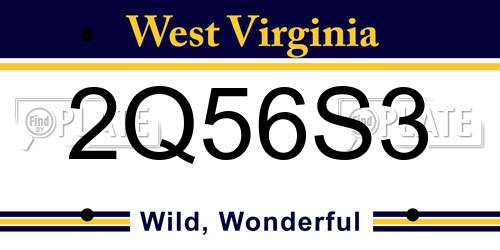 2Q56S3 West Virginia License Plate