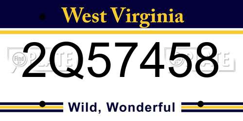 2Q57458 West Virginia License Plate