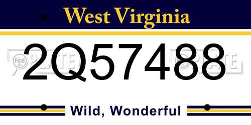 2Q57488 West Virginia License Plate