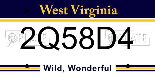 2Q58D4 West Virginia License Plate