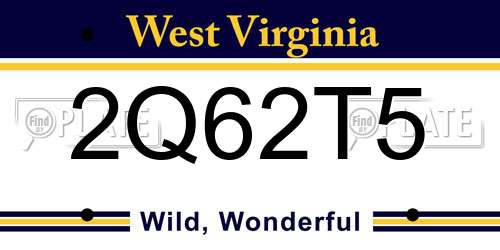 2Q62T5 West Virginia License Plate
