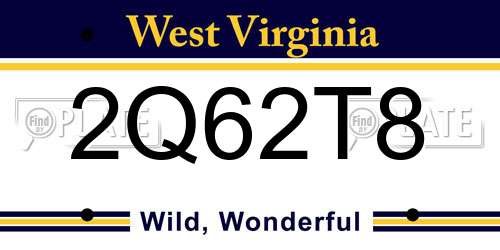 2Q62T8 West Virginia License Plate