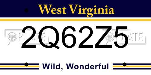 2Q62Z5 West Virginia License Plate