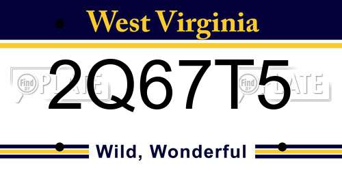 2Q67T5 West Virginia License Plate
