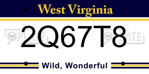2Q67T8 West Virginia License Plate