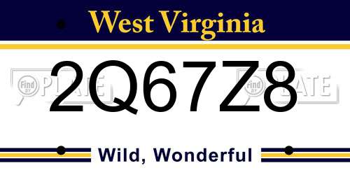 2Q67Z8 West Virginia License Plate