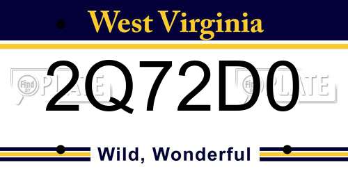 2Q72D0 West Virginia License Plate