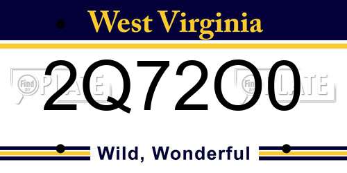 2Q72O0 West Virginia License Plate