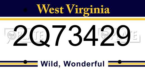 2Q73429 West Virginia License Plate