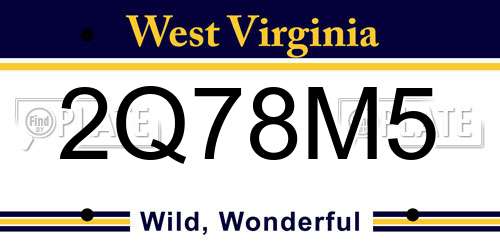 2Q78M5 West Virginia License Plate