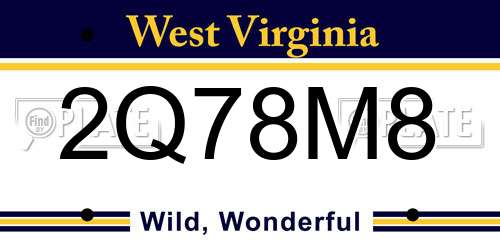 2Q78M8 West Virginia License Plate