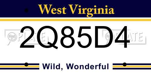 2Q85D4 West Virginia License Plate