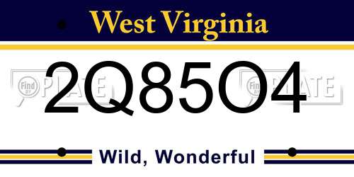 2Q85O4 West Virginia License Plate