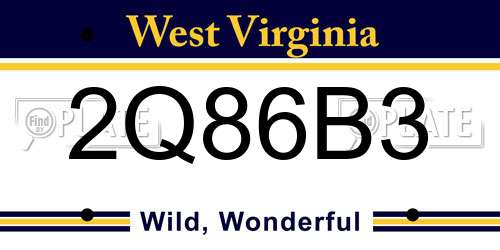 2Q86B3 West Virginia License Plate