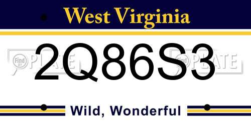 2Q86S3 West Virginia License Plate