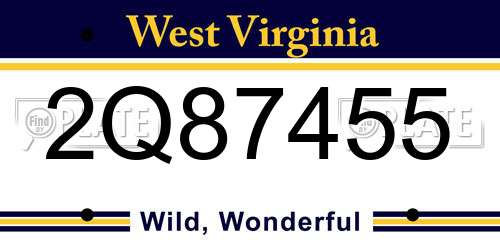 2Q87455 West Virginia License Plate