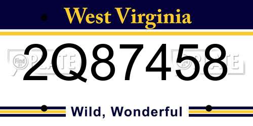 2Q87458 West Virginia License Plate