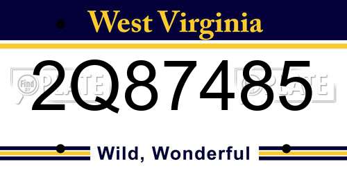 2Q87485 West Virginia License Plate