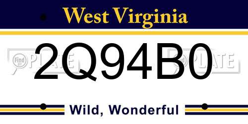 2Q94B0 West Virginia License Plate